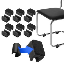 PATIKIL 12 Pcs Rectangular U Shaped Chair Leg Caps with Felt Pads Smooth Sliding Furniture Feet Floor No Scratch Noise Protector Fits 12mm Diameter Legs Blacks