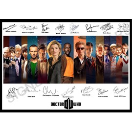 Doctor Who Signed/Autographed Print all Doctors. Dr Who (A4 Print 29.7cm x 21cm)