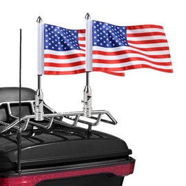 2 Pack Motorcycle Flag Pole Fold Down 90° and American Flag Flagpole Holder Bracket Fit for 1/2'' Luggage Rack For Harley Touring Spring Honda Goldwing etc.