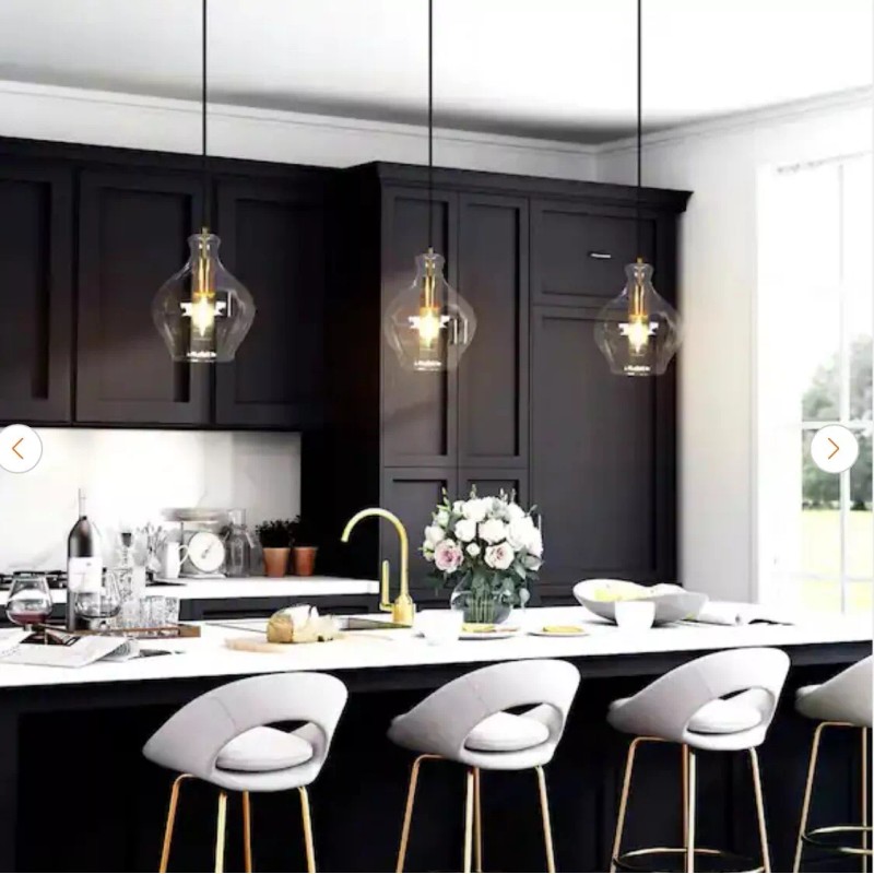 Uolfin Transitional Bell Kitchen Island Pendant Light 1-Light Black and