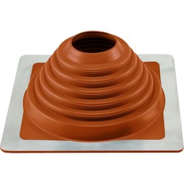 Water-Tite 81465 #4 Metal Roof Flashing, 9-3/4-by-9-3/4-Inch Square Base with Silicone Collar, For 2-3/4" to 7" Vent Pipes, Terra Cotta