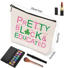 Aievlinkr - Bolsa de maquillaje de hermandad rosa y verde, color rosa y verde, negro griego regalo de hermandad de hermandad, parafernalia para hermana amiga, Aka regalos de hermandad, Beige, Aka -