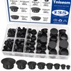 Tnisesm 135Pcs 8 Sizes Nylon Plastic Hole Plugs Black 1/4"