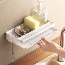 Toski Sink Organiser Hanging No Drilling Sponge Holder Sink White Sink Dish Towel Holder