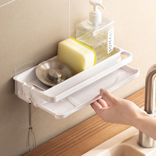 Toski Sink Organiser Hanging No Drilling Sponge Holder Sink White