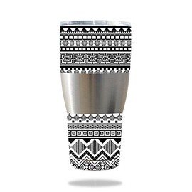 MightySkins Skin Compatible with Ibex 30 oz Tumbler wrap Cover Sticker Skins Black Aztec