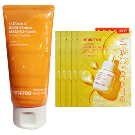 Innisfree Vitamin C Brightening Pack to Foam 120g+Vitamin C Serum Gel Mask (25mL) 5 sheets / 이니스프리 비타민C 브라이트닝 팩투폼 120g+비타민C 세럼 겔 마스크 (25mL) 5매