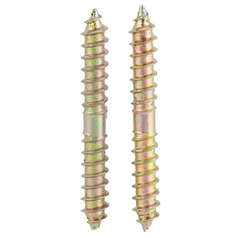 Hyuduo 10pcs Dowel Screw Iron Double Ended Screw Zinc Plating