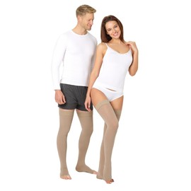 Pani TERESA MEDICA Compression Stockings Women Men Open Toe Thrombosis Stockings Medical Support Stockings Thigh Travel Socks Compression Class 1 15-21 mmHg For Travel Flight