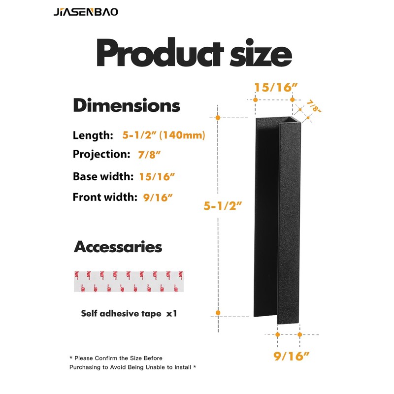 JIASENBAO 10 Pack Adhesive Cabinet Handles Black 5-1/2" Length(Cover 5"