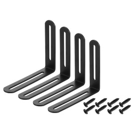 sourcing map 6Pcs Adjustable L-Shape Corner Brace with Slot, 4.72 x 3.94 Inch Stainless Steel Slotted Right Angle Corner Bracket with Screws for Wooden Furniture Cabinet, Black