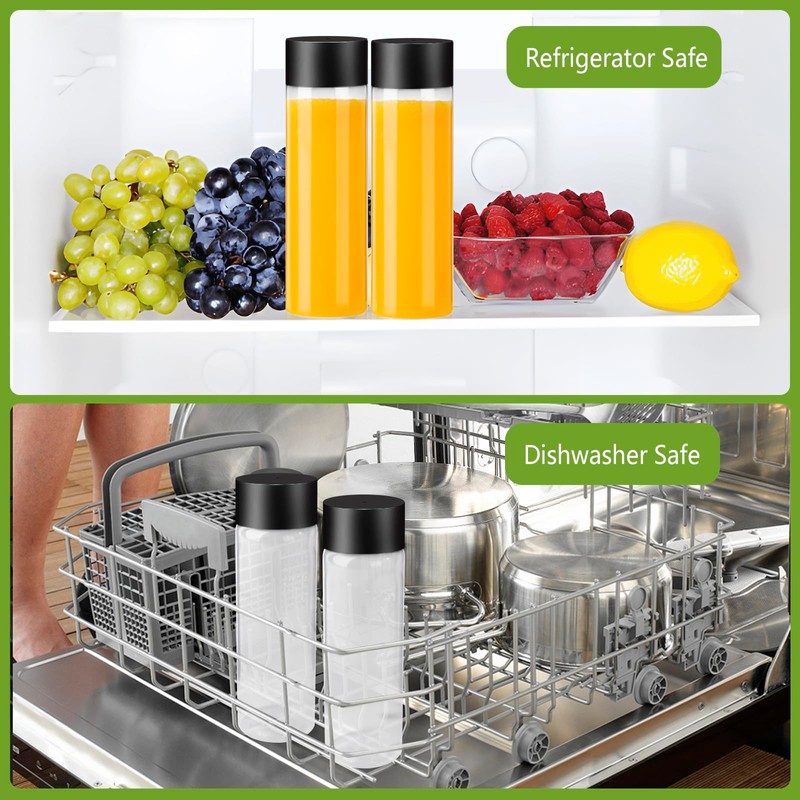 zmybcpack 12 Pack 400ml Plastic Juice Bottles with Black Lids