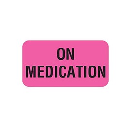 Tabbies Veterinary Care Instruction Removable Labels, Fluorescent Pink, ON Medication 1-5/8"W x 7/8, Important Care Instructions for Pets, 560 Labels Per Roll