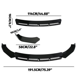 For ACURA INTEGRA A-SPEC Gloss Black Front Bumper Lip Spoiler Splitter Body Kit