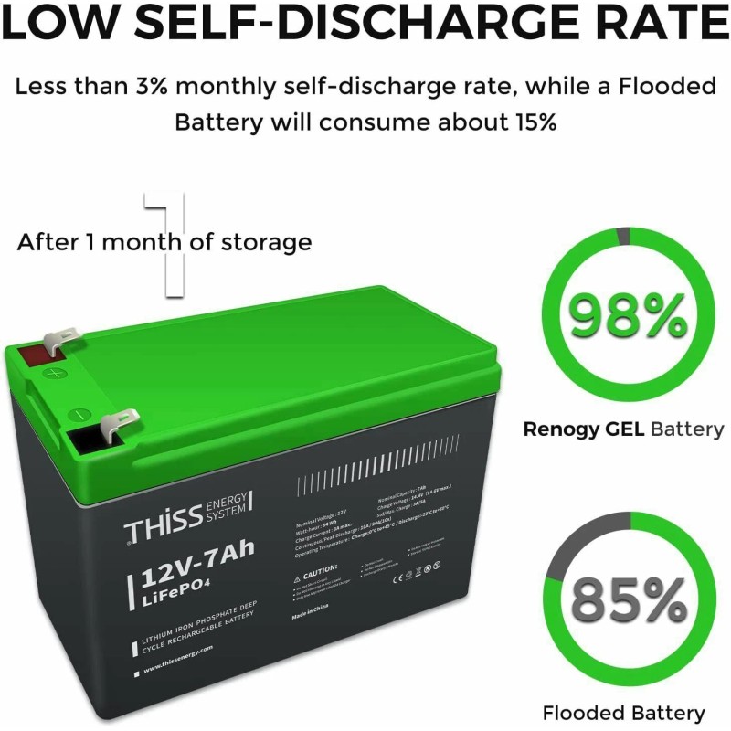THISS LiFePO4 Lithium Battery 12V 7.0Ah for RV Off-grid Trolling
