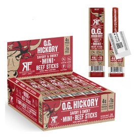 Righteous Felon Meat Sticks Minis | 100% Beef Sticks | Gluten Free Meat Sticks | Low Sugar & High Protein Meat Sticks | Healthy Snacks for Kids & Adults | Jerky Gifts for Men | OG Hickory, 24 Ct