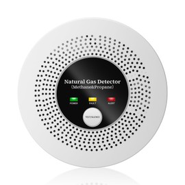 Natural Gas Detector Alarm - 10s Methane/Propane Leak Alert CH4 Gas with 85dB Siren & LED Flash, Battery-Powered Gas Monitor for Home Kitchen RV Safety (3 Battery Included)