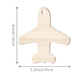 Plane Shape Hanging Wood Aircraft Unfinished Wood with Twines DIY Craft Ornament for Christmas Wedding Birthday Thanksgiving Party Space Theme Party Decoration 20Pack