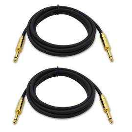 Czyuntuo Speaker Cable 10ft 1/4 to 1/4 24K Gold TS Male Plug 12AWG Bass/Guitar Speaker Cable for Amp,PA and DJ Audio - 2 Pack,Black