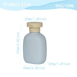 AnRui 5 Pcs Refillable Shampoo and Conditioner Bottles with Flip Cap, 100ML Plastic Travel Bottles Containers for Toiletries Shampoo, Lotion (Blue)