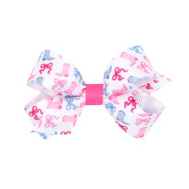 Wee Ones Girls' Western Cowgirl Boots and Bows Printed Grosgrain Hair Bow, Handmade, Bow, Mini
