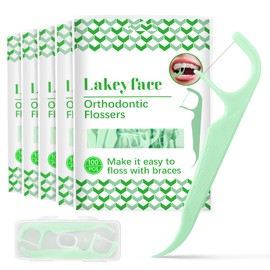 Lakeyface Hilo Dental de Ortodoncia de 500 Unidades para Aparatos Ortopédicos con Dispensador de Hilo Dental, Hilo Dental para Aparatos Ortopédicos