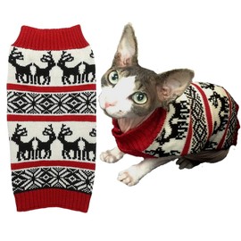 Ugly Vintage Knit Xmas Reindeer Holiday Festive Dog Sweater for Puppy Small Dogs, X-Small (XS) Size