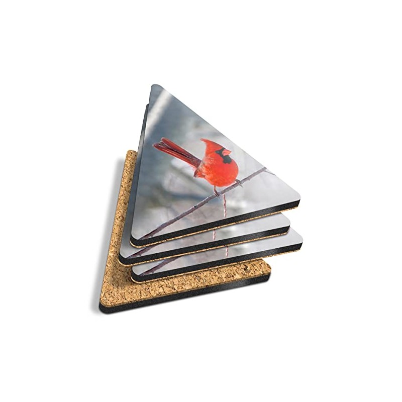 4 x Triangle Coasters - American Red Northern Cardinal Bird
