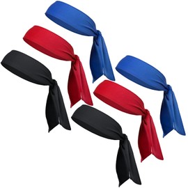 Chalier Head Tie Headbands for Men, Tennis Karate & Ninja Headbands, Athletic Sweatbands for Men Women, Black, Red, Blue (6 Pack)