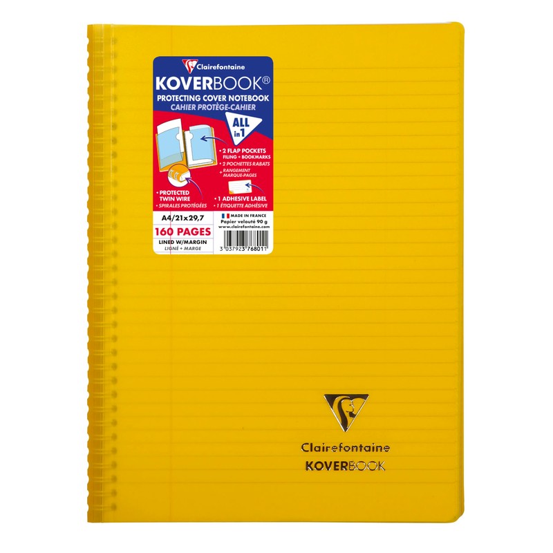 Clairefontaine 376801C College Notebook with Spiral Binding (Lined with Margin,