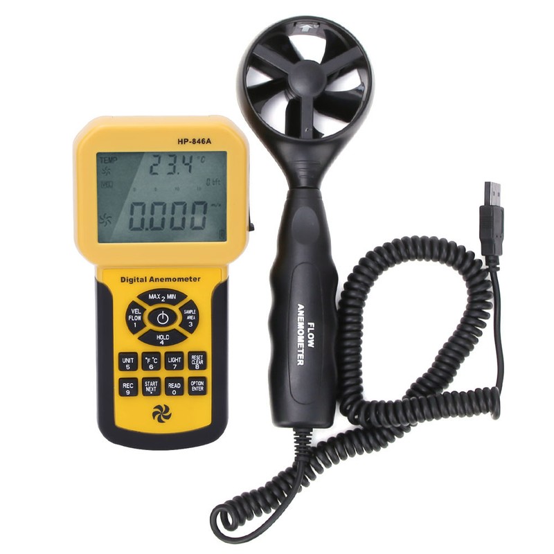 HP-846A Digital Portable Anemometer Wind Speed Gauge Air Temperature Meter