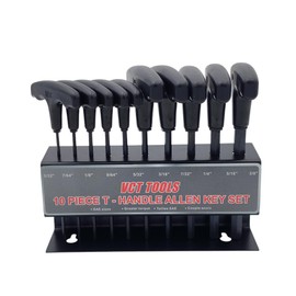 VCT 10pc T-Handle Hex Allen Key Wrench Set Standard SAE 3/32 7/64 1/8 9/64 5/32 3/16 7/32 1/4 5/16 3/8" W/Holder
