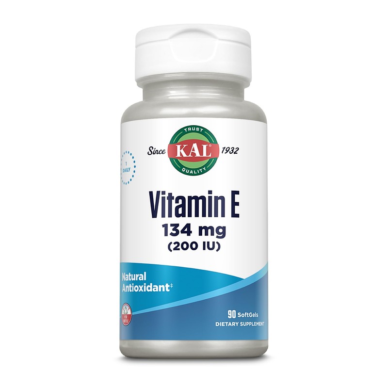 KAL E-200 D-Alpha Tocopherol 200 IU cápsulas blandas, 90 unidades