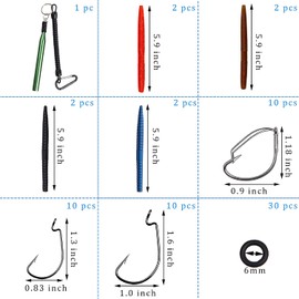 Wacky Rig Fishing Wacky Worm Kits - Worm Lures, Wacky Rig Tool, Wacky Weedless Hooks, Wacky Rig O-Rings Soft Plastic Fishing Lure Bass Fishing Lures Wacky Rig Tool Fishing Lures Tackle Box Kit