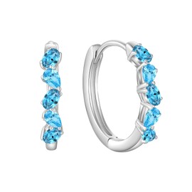 Lwsary Hoop Earrings for Women 925 Sterling Silver Huggie Earrings Aquamarine March Birthstone Jewelry Gifts for Her