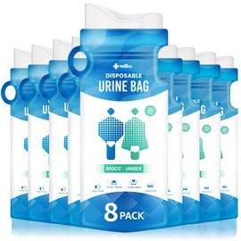 Medtecs Urine Bag Disposable – 8 pcs – 900ml Emergency Travel Pee Bag with Handle – Turns Liquid to Gel for Clean, Leak-Free Relief – for Adults & Kids – Available in 8/16/24 pcs