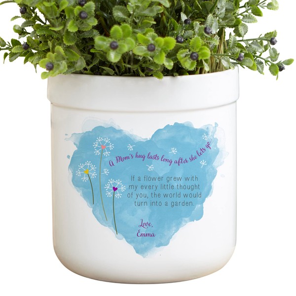 Personalization Universe A Mom's Hug Personalized Ceramic Outdoor Flower Pot-