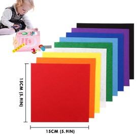 40 Pieces Felt Fabric, Craft Felt Set with Assorted Colours, Non-Woven Fabric Felt Sheets for Children, Felt Panels for DIY Craft Projects, Polyester Felt, 15 x 15 cm, Fit for Felt Coasters, Crafts,