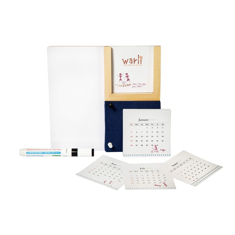IVEI Warli Desk Calendar with Whiteboard, Pin Board & Pen