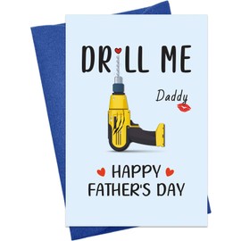 HEYINSHEN Drill Me Daddy Funny Happy Fathers Day Card for Husband Boyfriend Him Dilf Fathers Day Card Naughty Fathers Day Cards From Wife Girlfriend Naughty Gifts for Husband