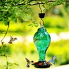 LUJII Hummingbird Feeder, Hand Blown Glass Hummingbird Feeder, Never Fade,