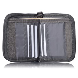 Umbro for Men, Kids Zippered Bi-Fold Minimalist Slim Nylon Wallet (Gray)