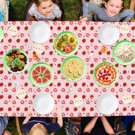 4 Pack Pink Strawberry Tablecloth Strawberry Table Cloth Strawberry Party Tablecloth Strawberry Table Covers Strawberry Birthday Party Table Cloth for Summer Beach Pool Party Supply 51 x 86 Inch