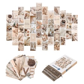 WOONKIT Beige Wall Collage Kit Aesthetic Pictures, Room Decor Aesthetic, Room Decor for Teen Girls, Photo Collage Kit for Wall Aesthetic, Room Decor for Bedroom Aesthetic, Trendy Teen, 50PCS 4X6 IN