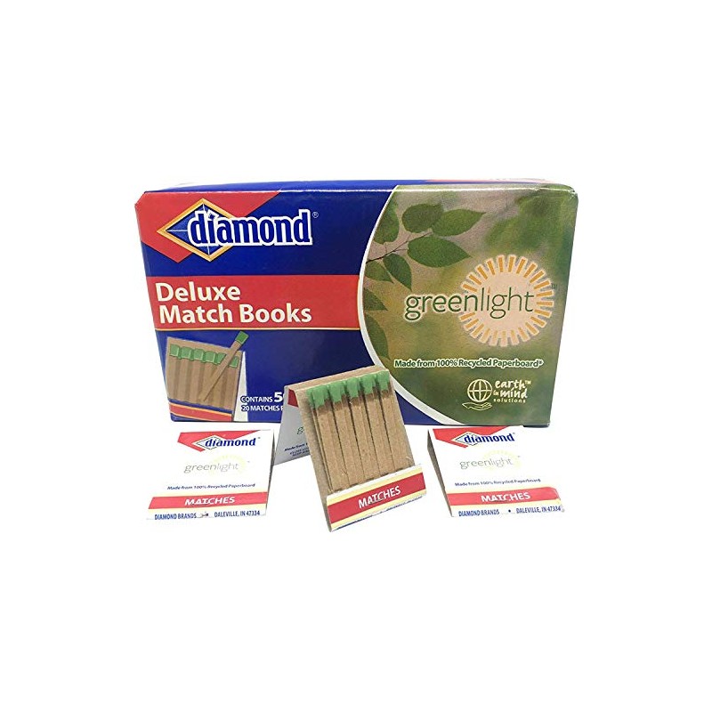 Diamond Deluxe Greenlight Match Books - 1000 Matches