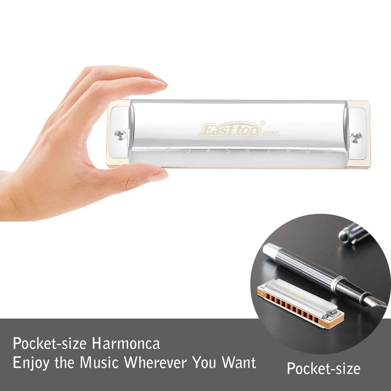 East top 10 Holes Professional Diatonic Blues Harmonica Key of
