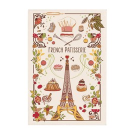 Torchons & Bouchons, French Patisserie & Eiffel Tower French Printed Tea/Kitchen Towel, 100 Percent Cotton