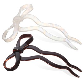 Ipetboom 2 Pcs U Shaped Bow Hairpins French Hair Clips for Styling Hair Accessories for Women for Buns and Updos