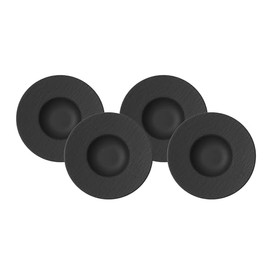 Villeroy & Boch Manufacture Rock Pasta Bowl, Set of 4, Premium Porcelain, Made in Germany, Black