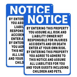 2 Pcs Not Responsible for Accidents or Injuries Sign, 9 x 12 Inches Warning Sign for Property, Office, Bedroom